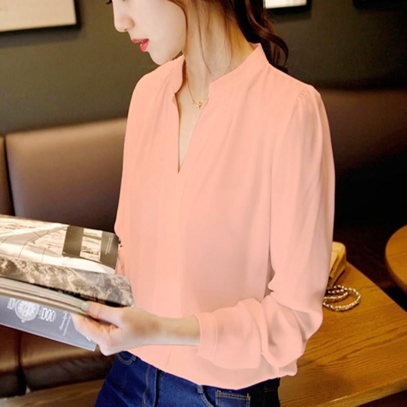 Women Blouses Shirt Off Shoulder Long Sleeve V-Neck Women Tops