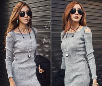 Online discount shop Australia - Autumn Winter Women Sweater Knitted Dress Long Sleeve Bodycon Stretch Woman Solid Casual Party Lady Dresses CL1114