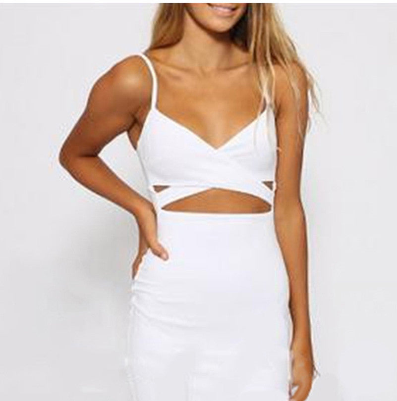 Online discount shop Australia - GZDL New Ladies Women Sleeveless Sexy False 2 Piece Set Bandage Cut Out Bodycon Dress Women White Black Club Summer Dress CL2381