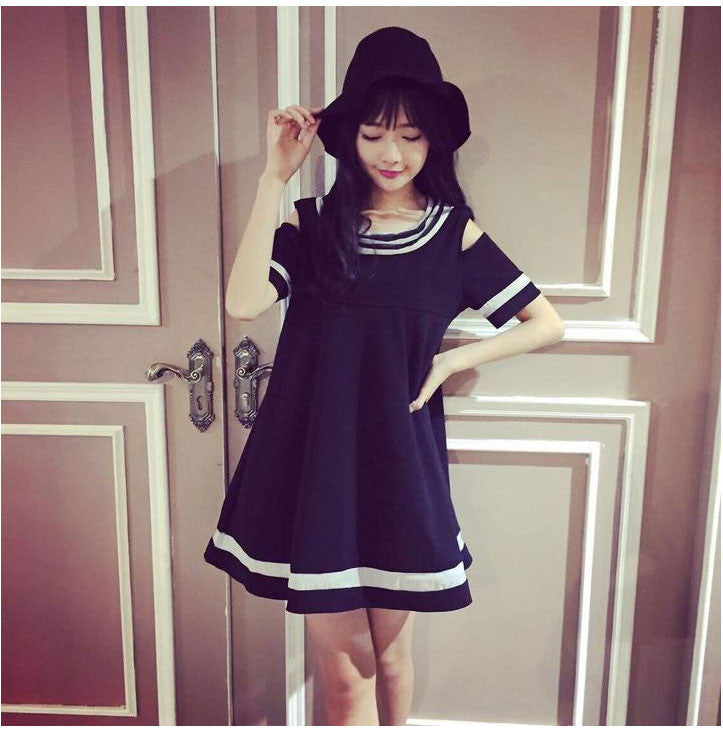 Online discount shop Australia - College Fashion Strapless Lolita Dress Girlfriends Sisters Clothes Thin Black White Female Doll Dress V101