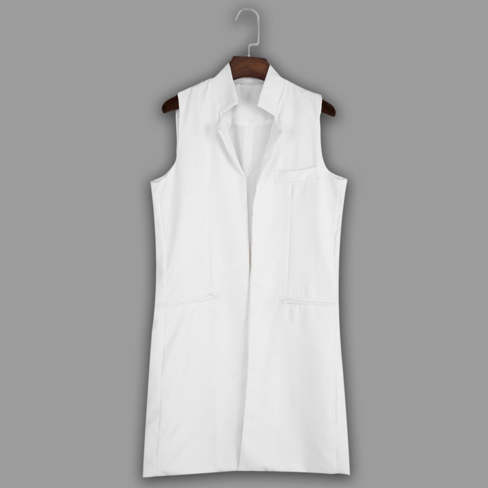 Women Jacket Female White Black Women Suit Long Cardigan Blazer Vest Waistcoat Sleeveless Jacket Coat