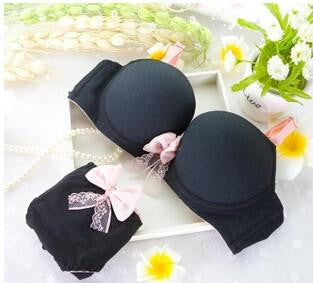 Online discount shop Australia - High quality women push up bra sets new small chest students lovely girl underwear sets sweet girls gather cotton bra set