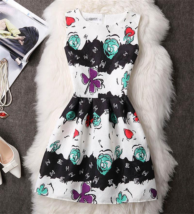 Women Summer Dress Vintage Jacquard Printed Party Ladies Bodycon Clothing Mini Dresses PDRSB2