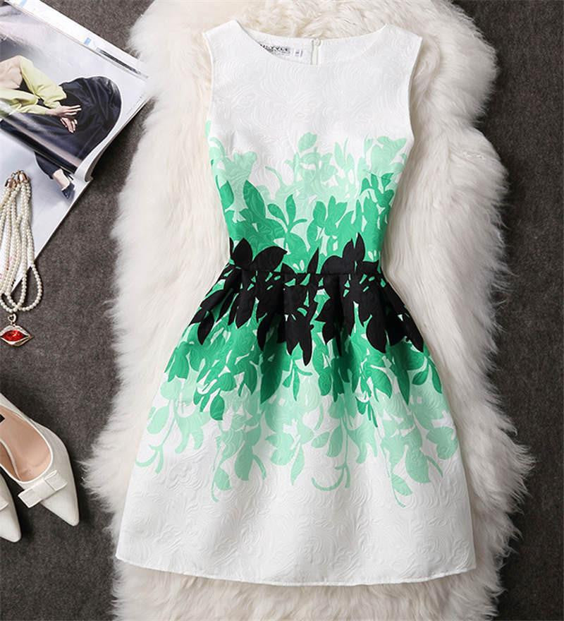 Women Summer Dress Vintage Jacquard Printed Party Ladies Bodycon Clothing Mini Dresses PDRSB2