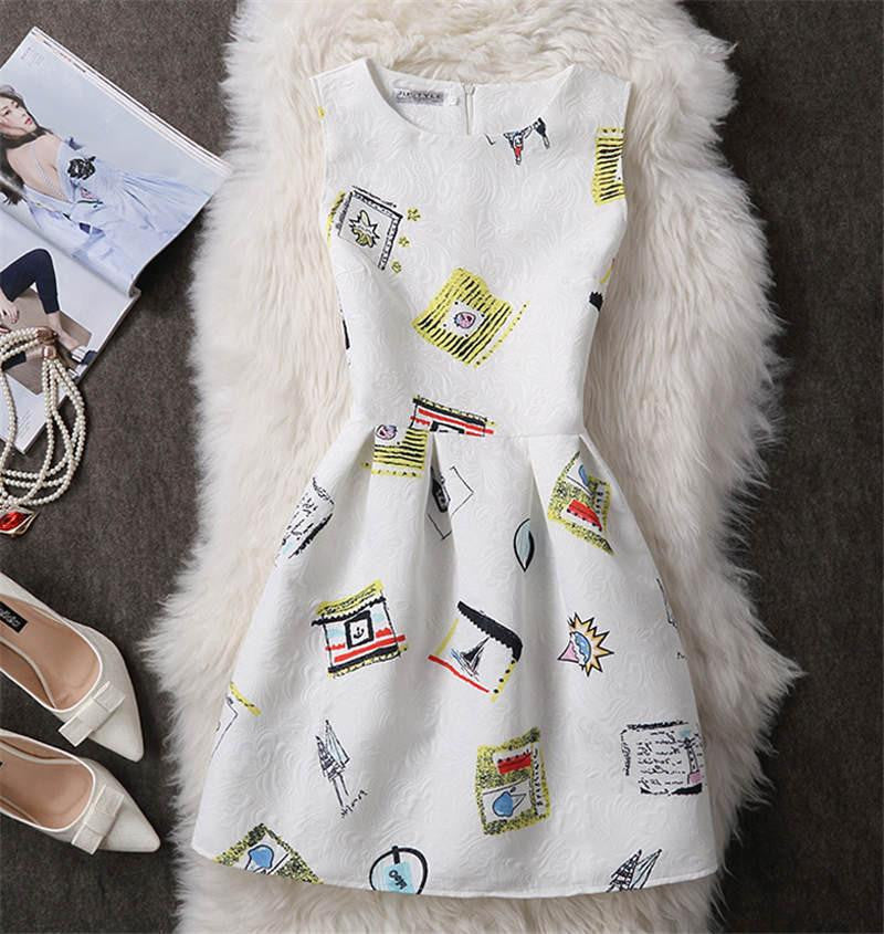 Women Summer Dress Vintage Jacquard Printed Party Ladies Bodycon Clothing Mini Dresses PDRSB2