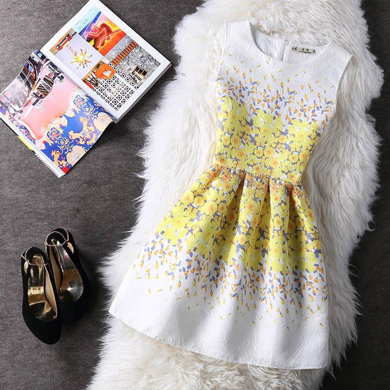 Women Summer Dress Vintage Jacquard Printed Party Ladies Bodycon Clothing Mini Dresses PDRSB2