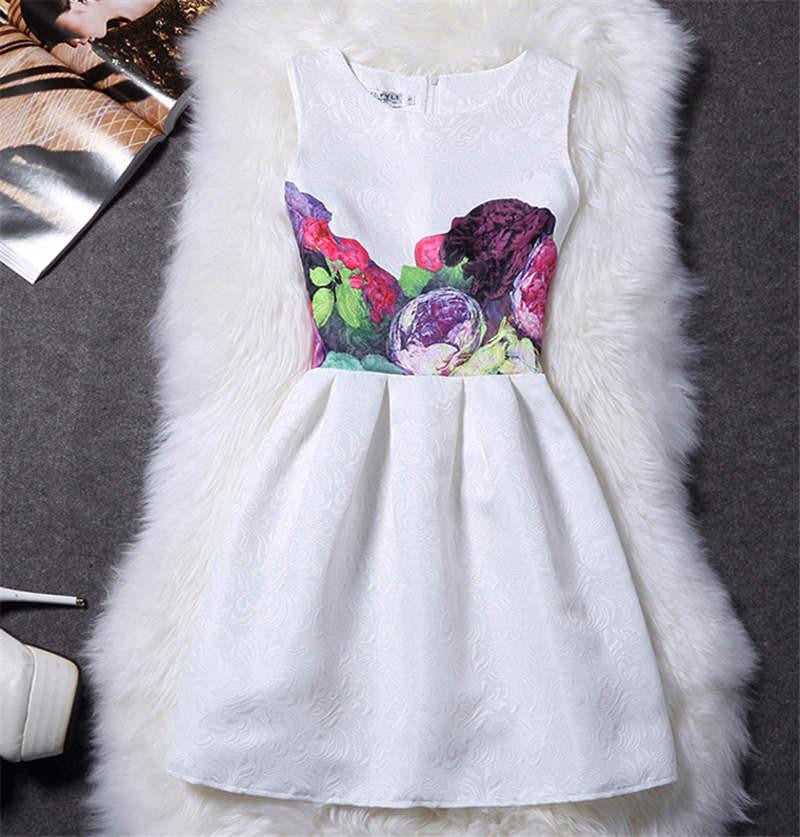 Women Summer Dress Vintage Jacquard Printed Party Ladies Bodycon Clothing Mini Dresses PDRSB2