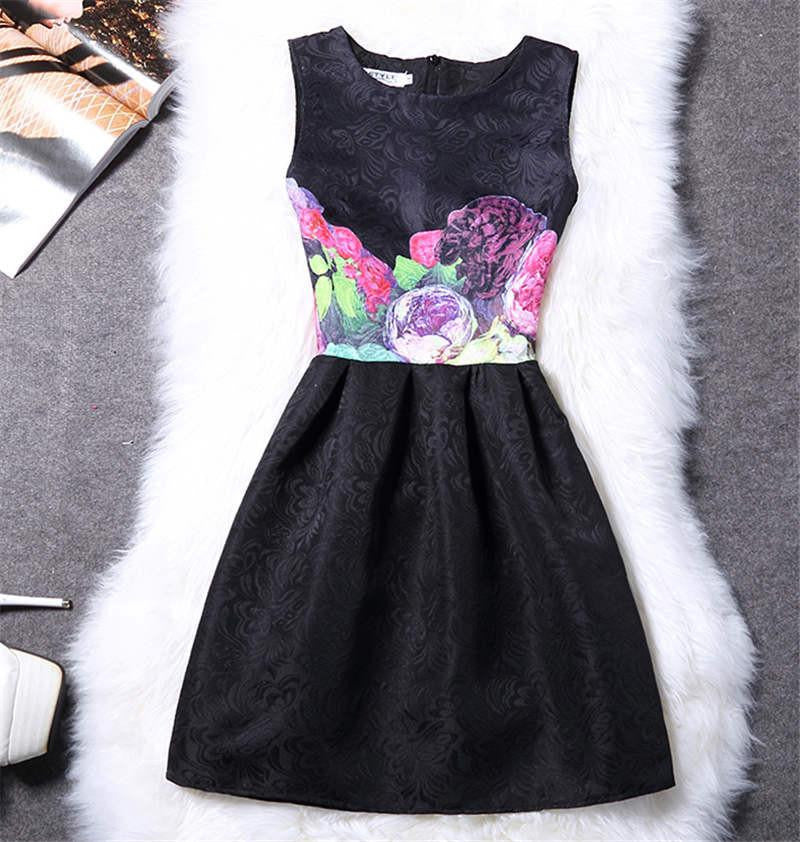 Women Summer Dress Vintage Jacquard Printed Party Ladies Bodycon Clothing Mini Dresses PDRSB2