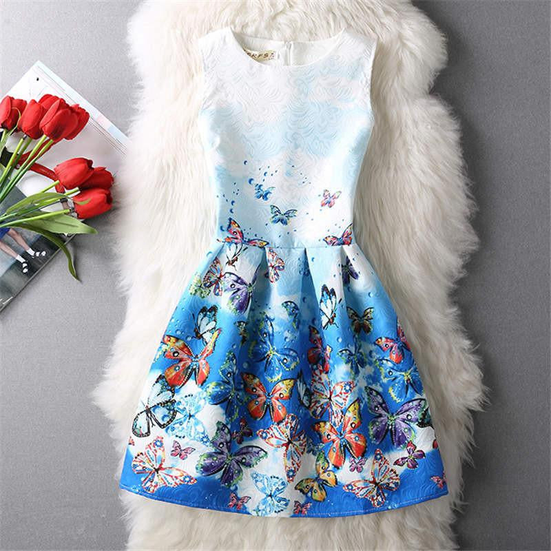 Women Summer Dress Vintage Jacquard Printed Party Ladies Bodycon Clothing Mini Dresses PDRSB2