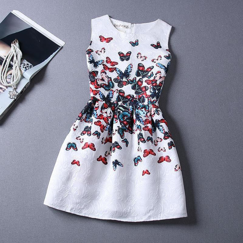 Women Summer Bodycon Dress Vintage Printed Sleeveless Party Vestido De Festa Female Clothing A Line Dresses PRDRS96