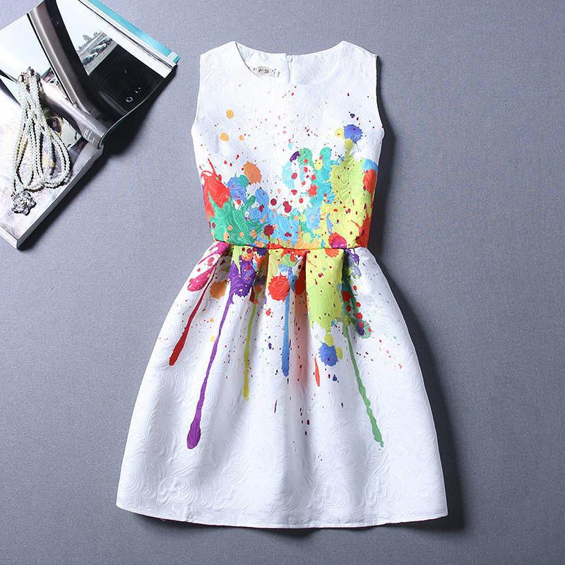 Women Summer Bodycon Dress Vintage Printed Sleeveless Party Vestido De Festa Female Clothing A Line Dresses PRDRS96