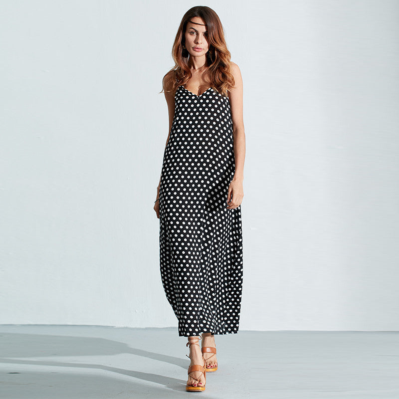 Online discount shop Australia - Dress Fashion Women Strapless Polka Dot Casual Loose Long Maxi Dress Sexy Beachwear Cotton Vestidos Plus Size