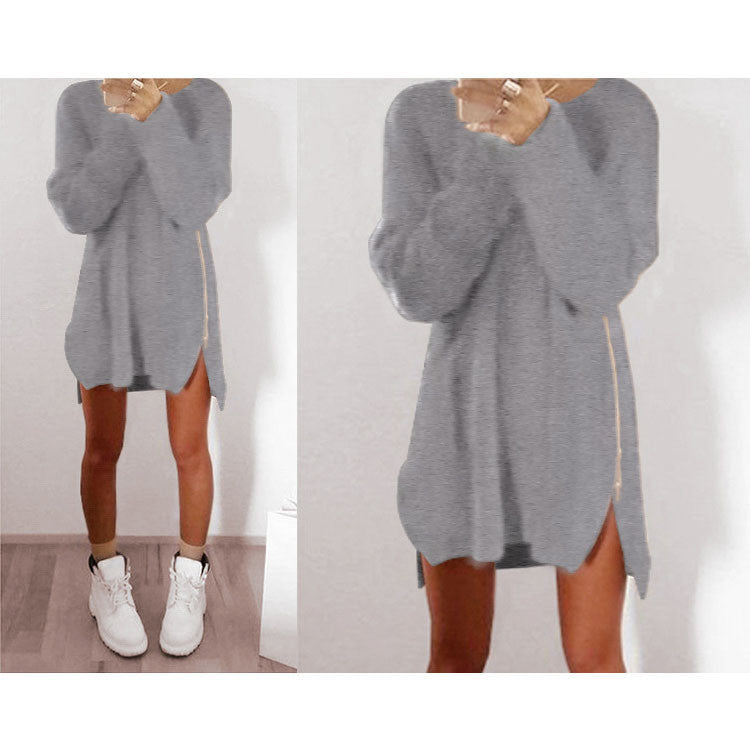 Online discount shop Australia - 6 Colors Autumn Winter Knitting Sweater Dress Women Sweater Dress Loose Casual Zipper Dress Long Sleeve Mini Vestidos GV388