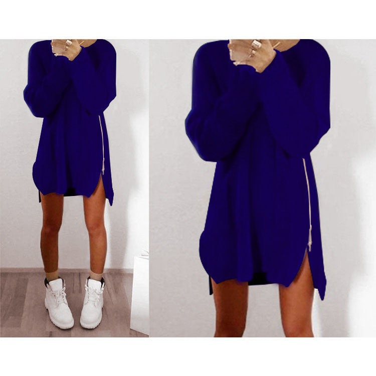 Online discount shop Australia - 6 Colors Autumn Winter Knitting Sweater Dress Women Sweater Dress Loose Casual Zipper Dress Long Sleeve Mini Vestidos GV388