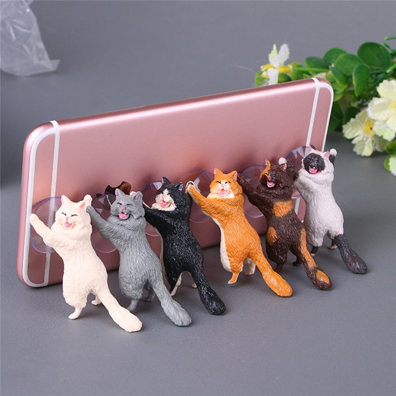 1pc Cat Figurine Miniature Cat Sucker Design Phone Holder mini fairy garden Cartoon statue craft Home Car Decorative Gift-Dollar Bargains Online Shopping Australia