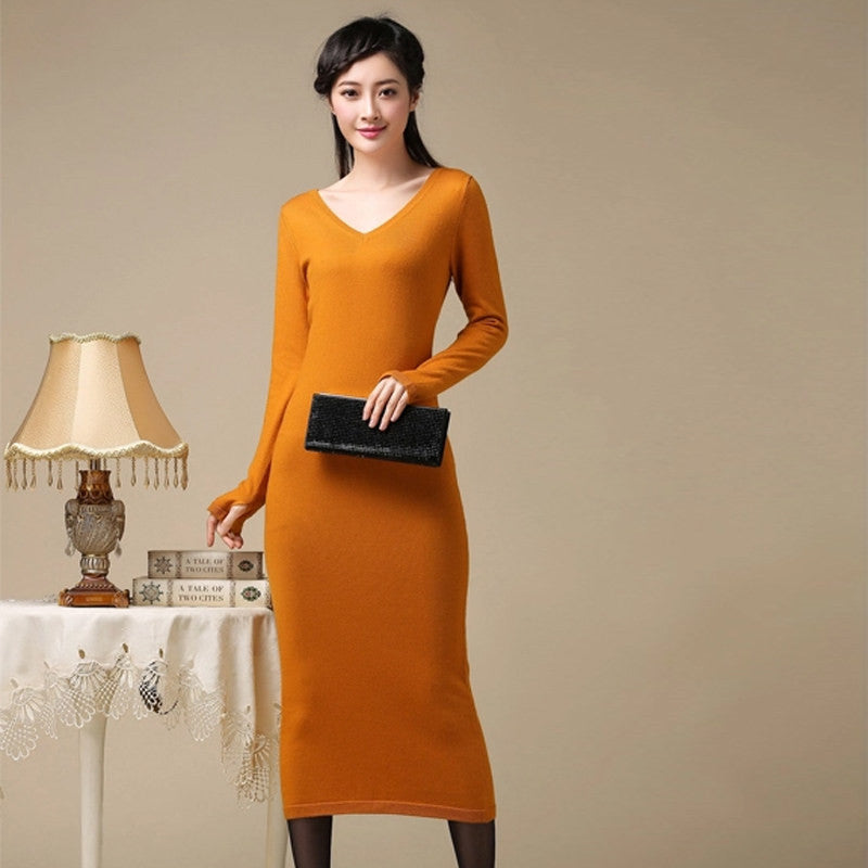 Online discount shop Australia - long dress womens knitting sweater dress fall for women knitted sweaters and pullovers black long party sweater dresses