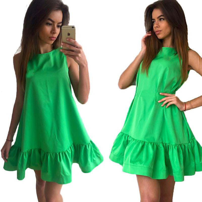 Women's Ruffles Dress Summer Sleeveless Casual A Line Bodycon Dress Women Party Plus Size Short Mini Dresses