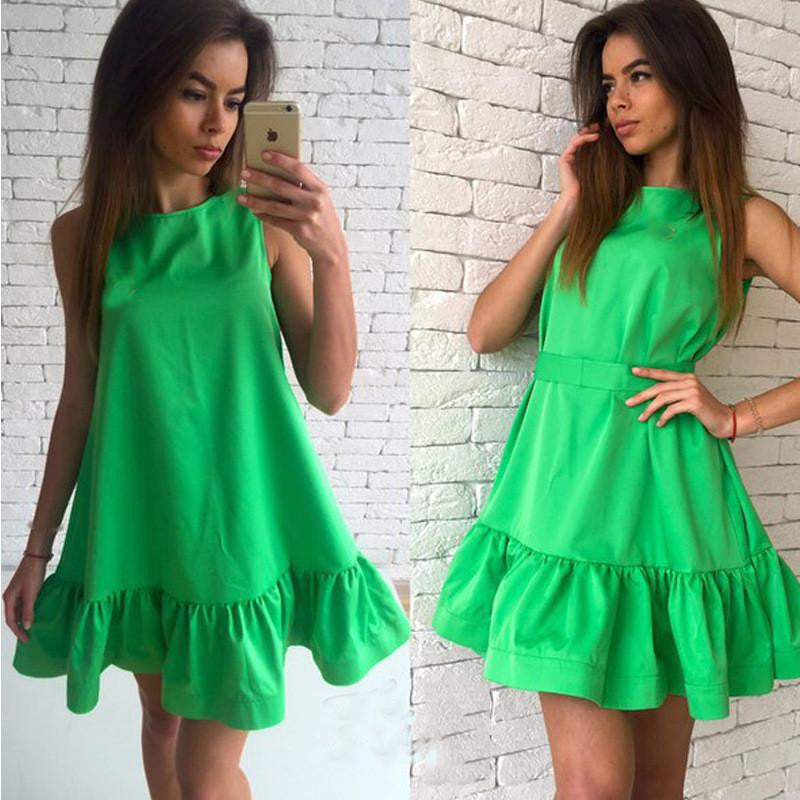 Women's Ruffles Dress Summer Sleeveless Casual A Line Bodycon Dress Women Party Plus Size Short Mini Dresses