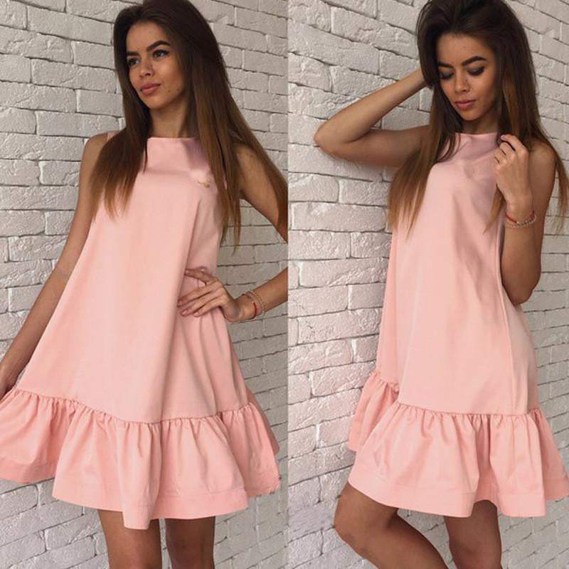 Women's Ruffles Dress Summer Sleeveless Casual A Line Bodycon Dress Women Party Plus Size Short Mini Dresses