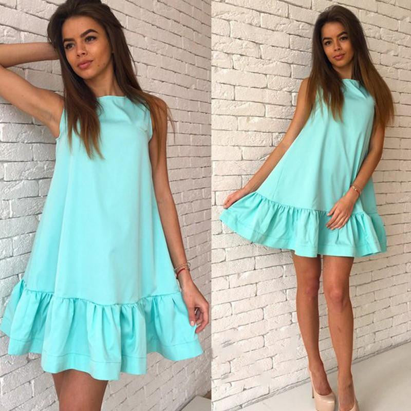 Women's Ruffles Dress Summer Sleeveless Casual A Line Bodycon Dress Women Party Plus Size Short Mini Dresses