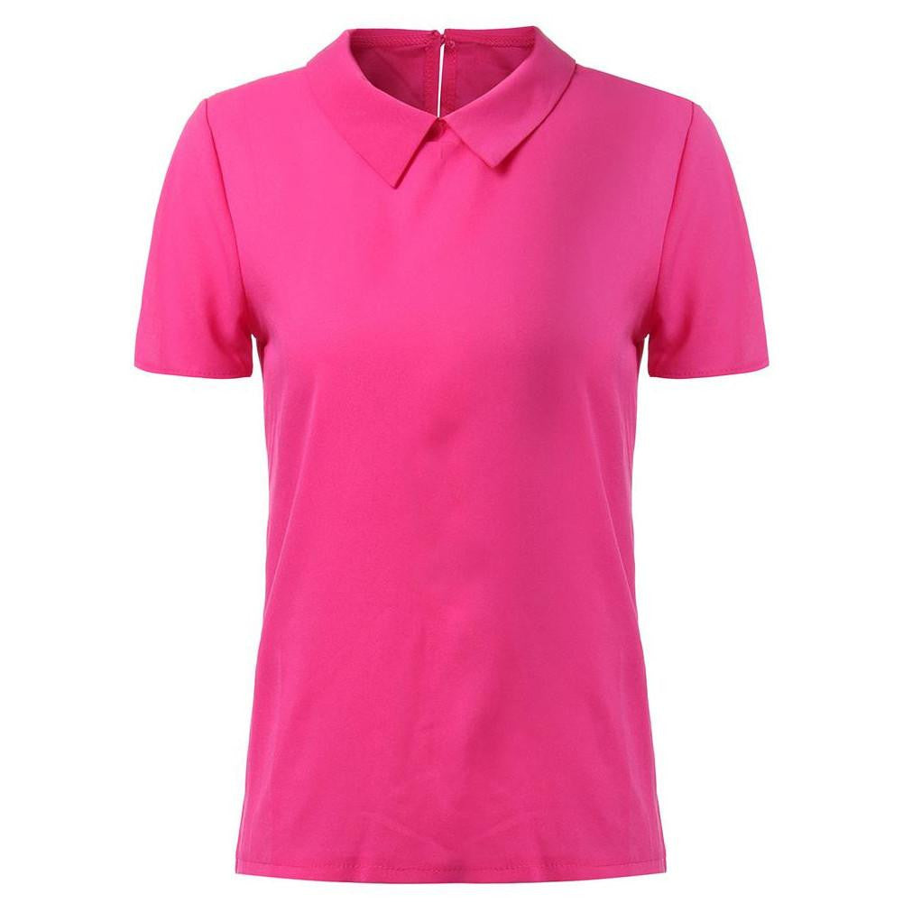 Turn down Collar Polo Ladies Brand Polo Shirt Womens Short Sleeve Plain Shirts for Women Polo