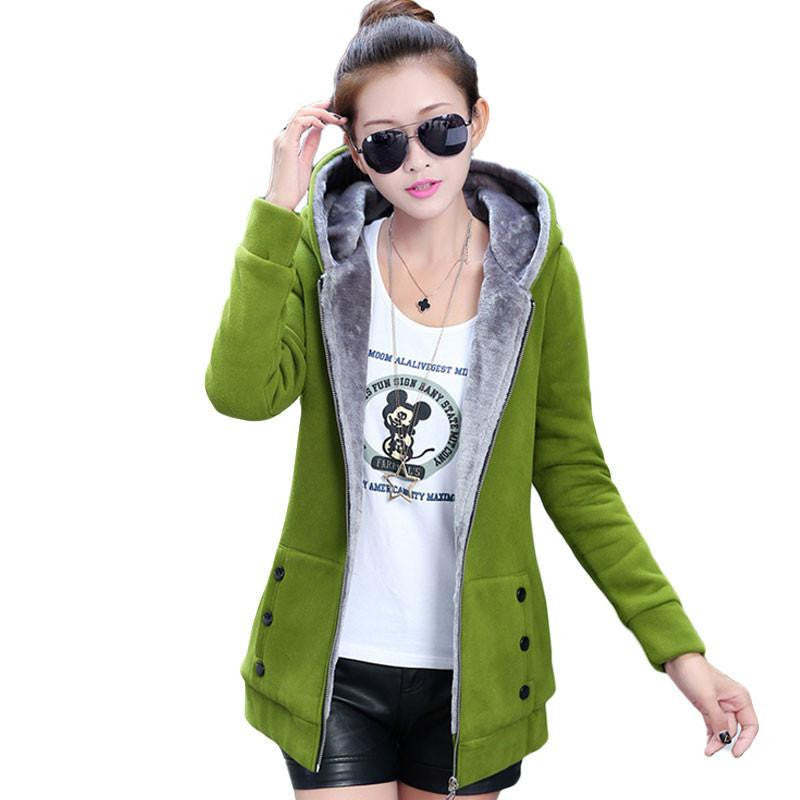 Women Casual Hoodies Coat Cotton Sportswear Hooded Warm basic Jackets Coats Plus Size M-3XL