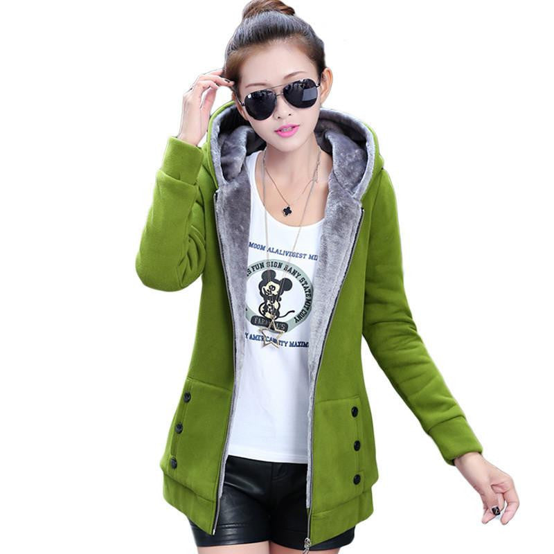 Women Casual Hoodies Coat Cotton Sportswear Hooded Warm basic Jackets Coats Plus Size M-3XL