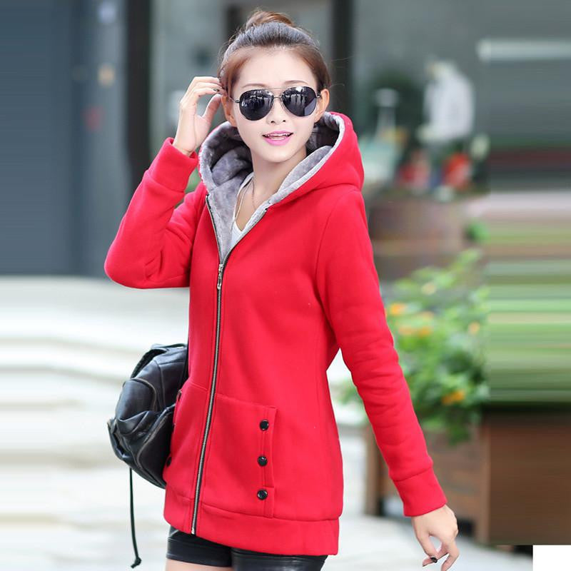 Women Casual Hoodies Coat Cotton Sportswear Hooded Warm basic Jackets Coats Plus Size M-3XL