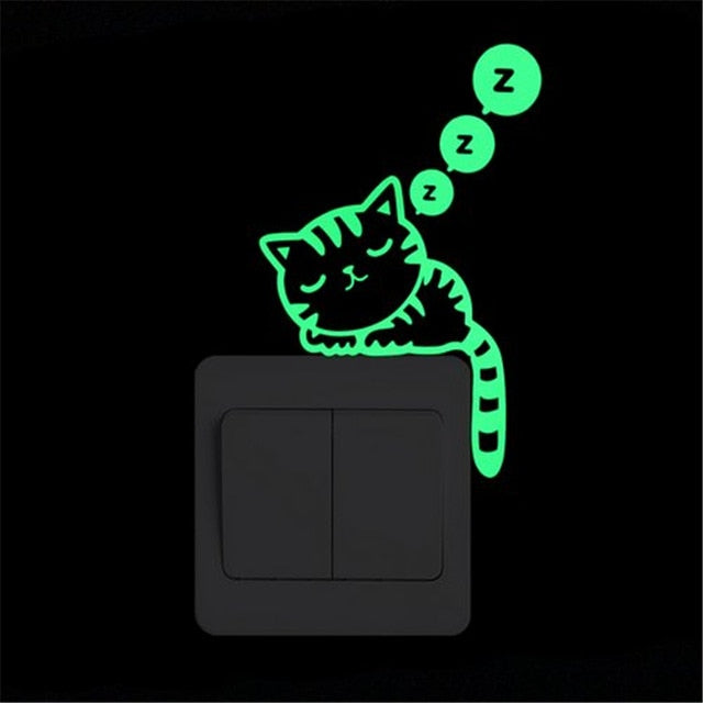 Cartoon Luminous Switch Sticker Glow in the Dark Wall Stickers Home Decor Kids Room Decoration Sticker Decal Cat Fairy Moon Star-Dollar Bargains Online Shopping Australia