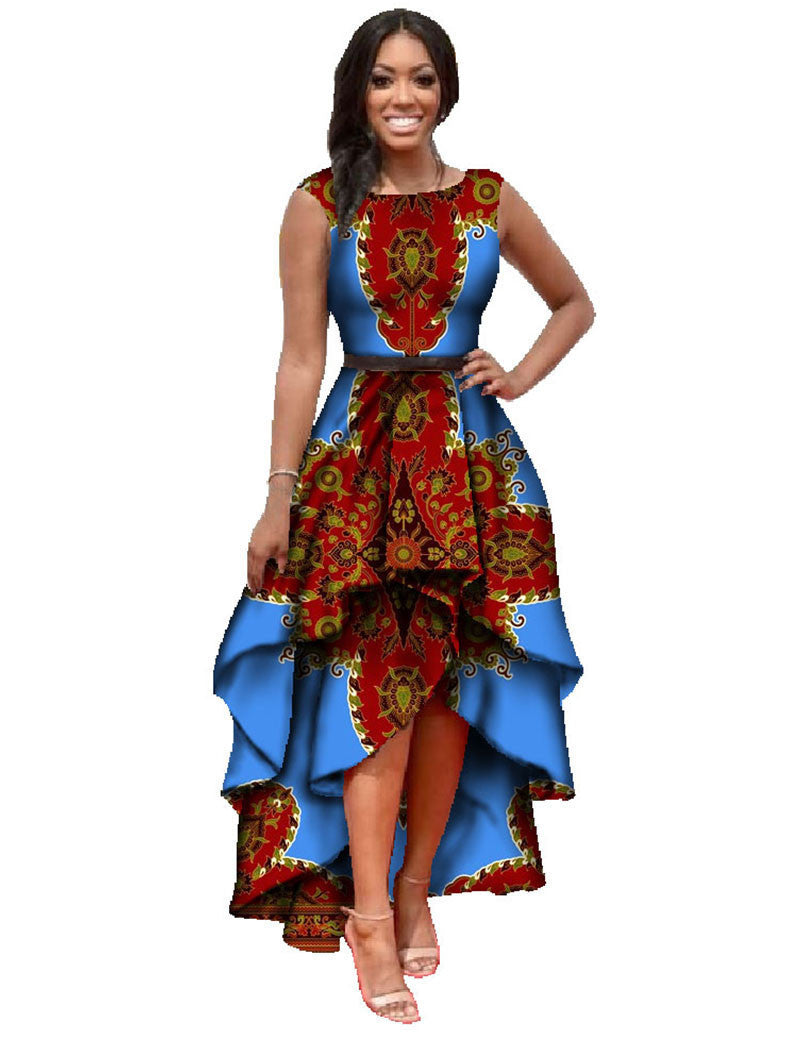 Online discount shop Australia - african clothes for women o-neck african embroidery bazin dress Dashiki women dress cotton african print dress big size WY447