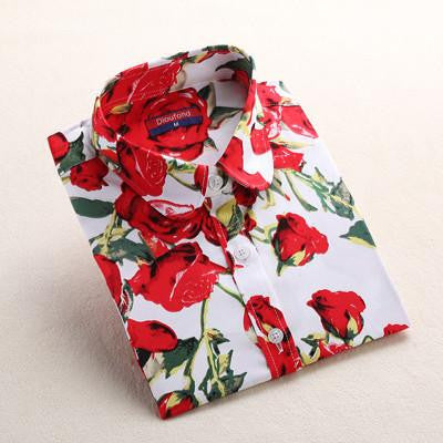 Shirt Women's Blouses Long Sleeve Floral Shirt Women Cotton Vintage Shirts Female Blouse Women Tops