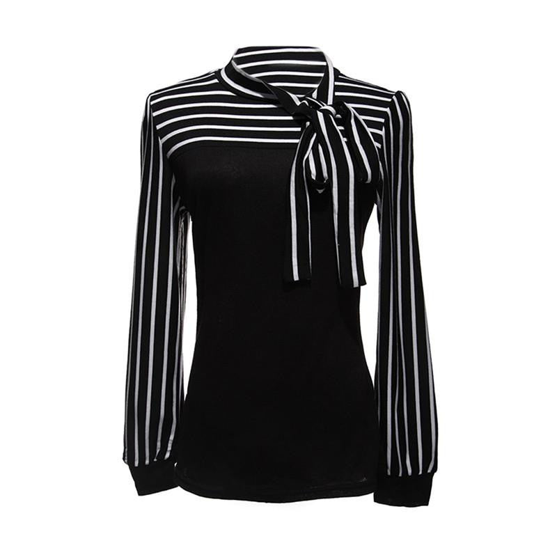 Online discount shop Australia - Fashion New  S-4XL Women Ladies  Stripe Tee Turtleneck OL Style Lantern Long Sleeve Tops T-shirts Black White