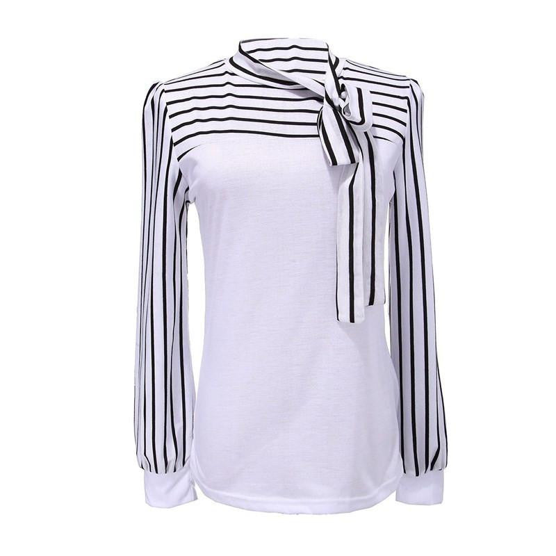 Online discount shop Australia - Fashion New  S-4XL Women Ladies  Stripe Tee Turtleneck OL Style Lantern Long Sleeve Tops T-shirts Black White