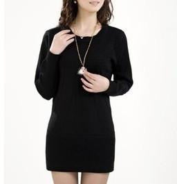 Women Knitted Dress Ladies Casual Turtleneck And O-neck Plus Size O-Neck Women Plus Size Winter Dresses WZQ039