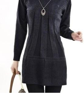 Women Knitted Dress Ladies Casual Turtleneck And O-neck Plus Size O-Neck Women Plus Size Winter Dresses WZQ039