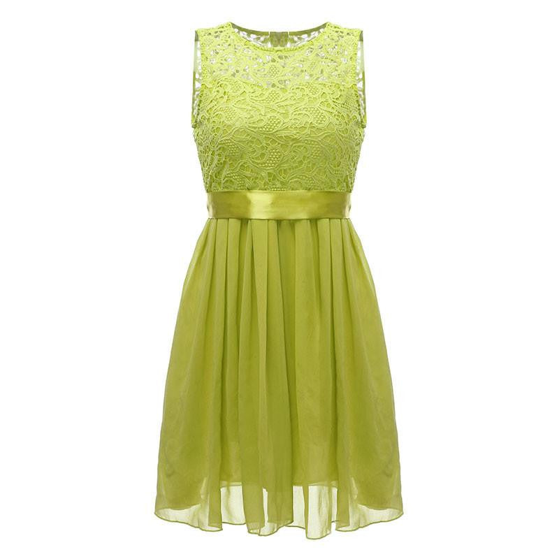 Women Summer Style Dress Sleeveless Elegant Lace Chiffon Princess Knee Length Party Dresses