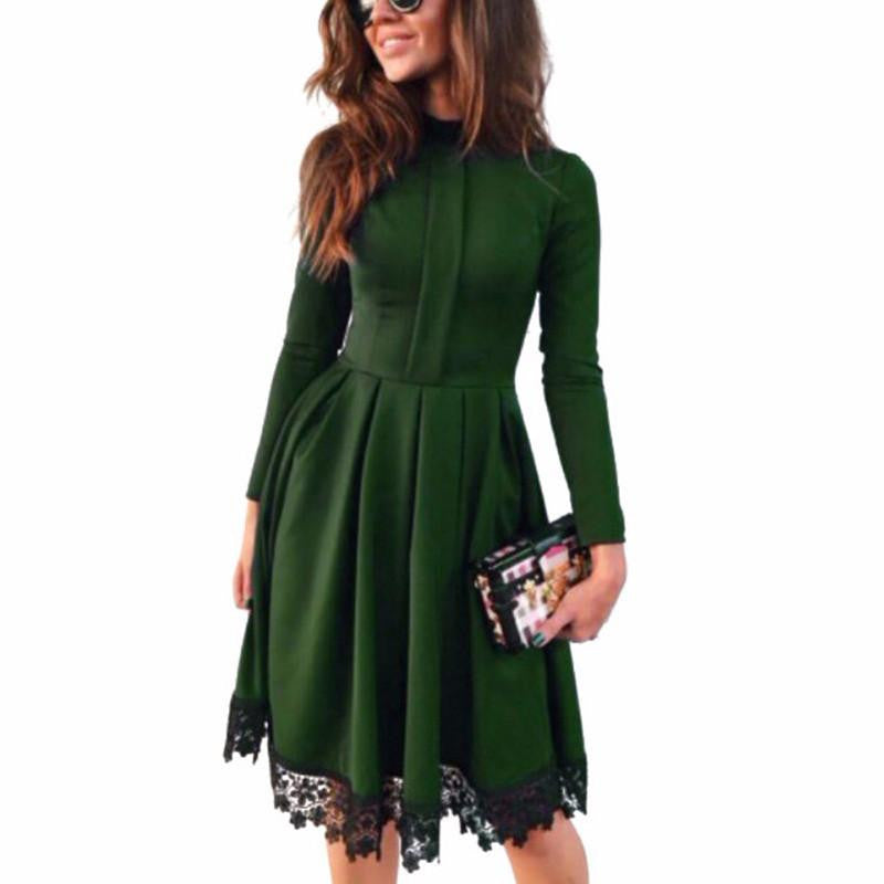 Women Autumn Dress Long Sleeve Slim Maxi Dresses Green Winter Dress Party Dresses Ukraine