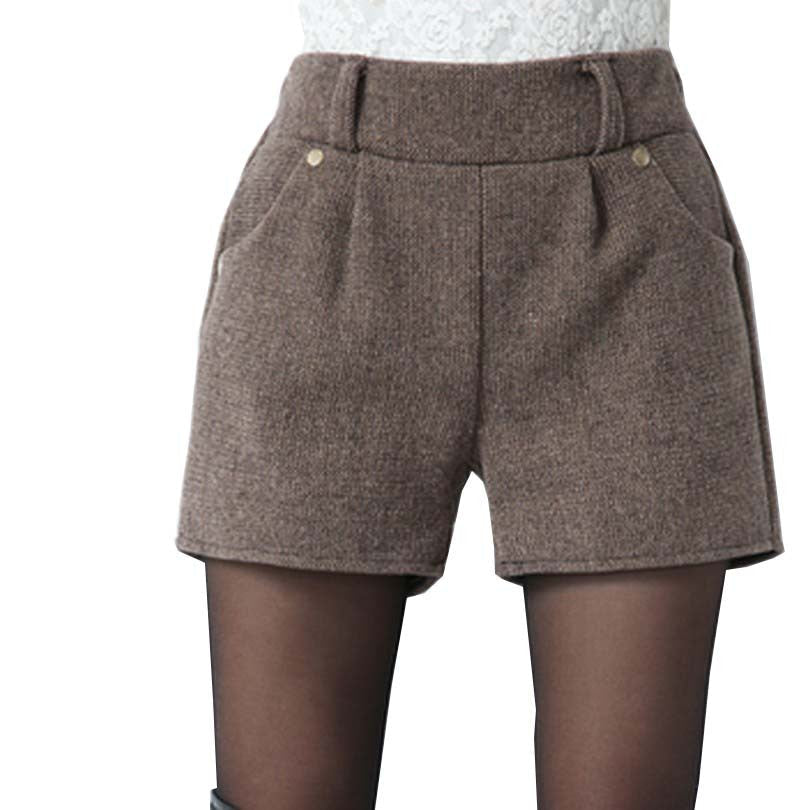 Online discount shop Australia - Elastic Waist Women Shorts with Pocket Ladies Short Pants Fashion Solid Bermudas Feminina Elegant Shorts M-XL