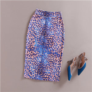 Leopard Print Skirt Knee-length Hip Skirt Waist Pencil Skirt Slim Ladies Luxury Skirt Female QW-80