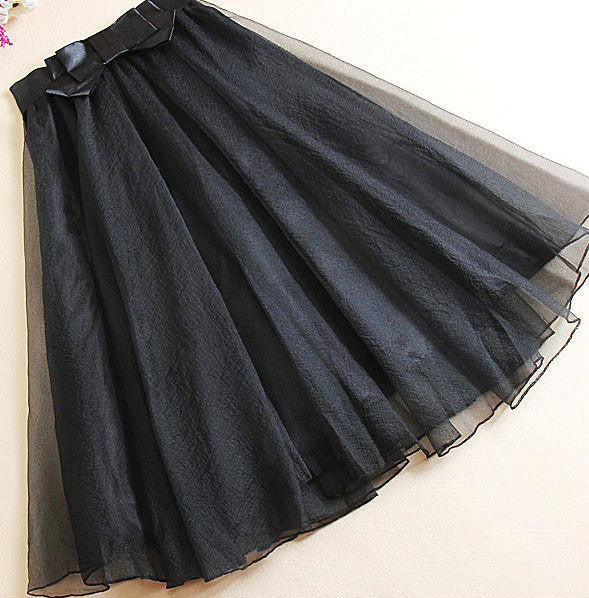 trend high waist organza skirt bow gauze tutu long section of gauze skirts