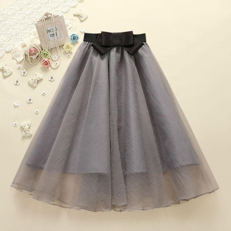 trend high waist organza skirt bow gauze tutu long section of gauze skirts