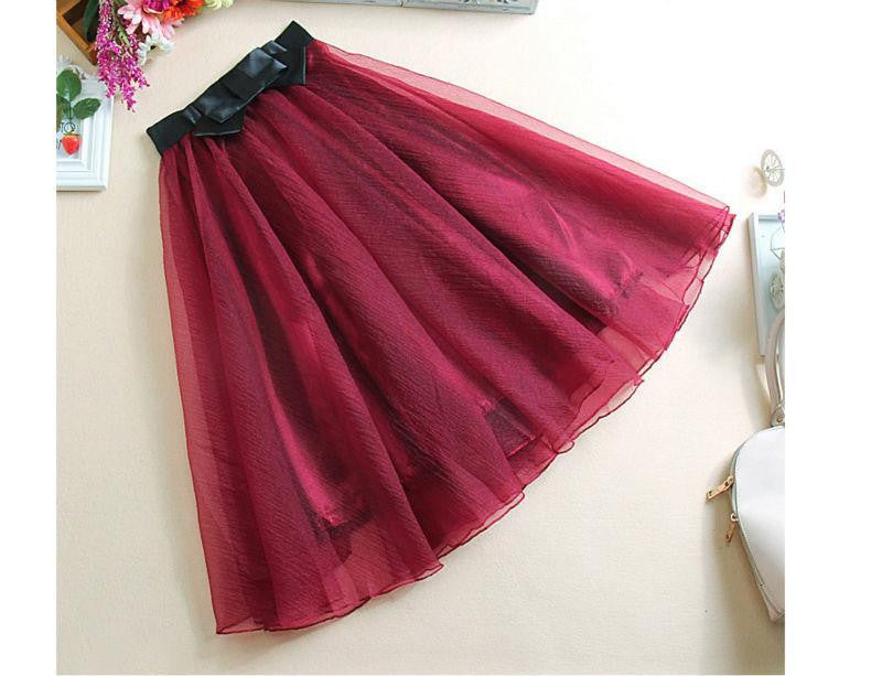 trend high waist organza skirt bow gauze tutu long section of gauze skirts