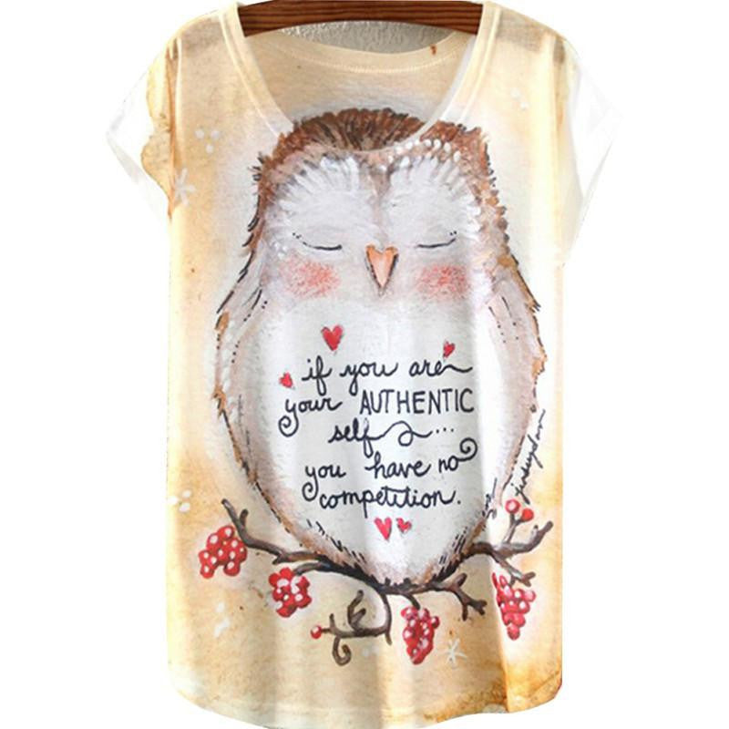 Style Ink Painting Horse Pattern Print T-Shirt Women Clothes Round Collar Women T Shirt Female Tops