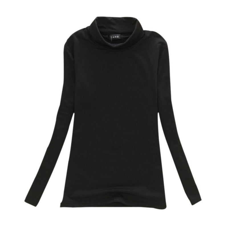 Online discount shop Australia - Fashion Women Long Sleeve Solid Bottoming Shirt Turtleneck Cotton Stretch Base Tops Blouse