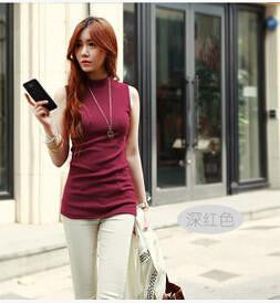 Online discount shop Australia - brand new arrive women fashion sleeveless  cotton turtleneck solid tops tees  women 10 colors