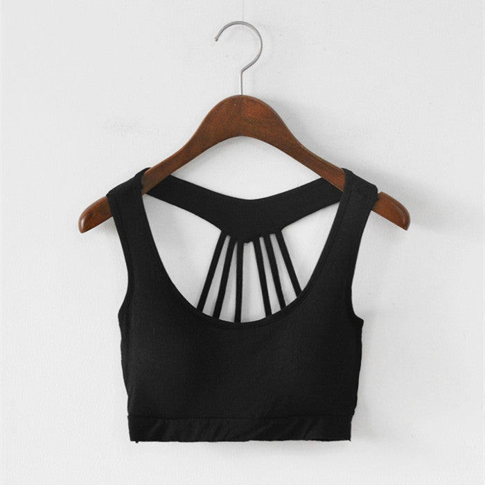 Online discount shop Australia - female strappy bralette crop tops Black White tank top cotton strappy bras cropped tops women cheap 004