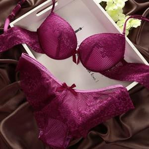 Women Lace Bra Set Cotton Embroidery Underwear Push Up Bra and Briefs