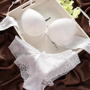 Women Lace Bra Set Cotton Embroidery Underwear Push Up Bra and Briefs