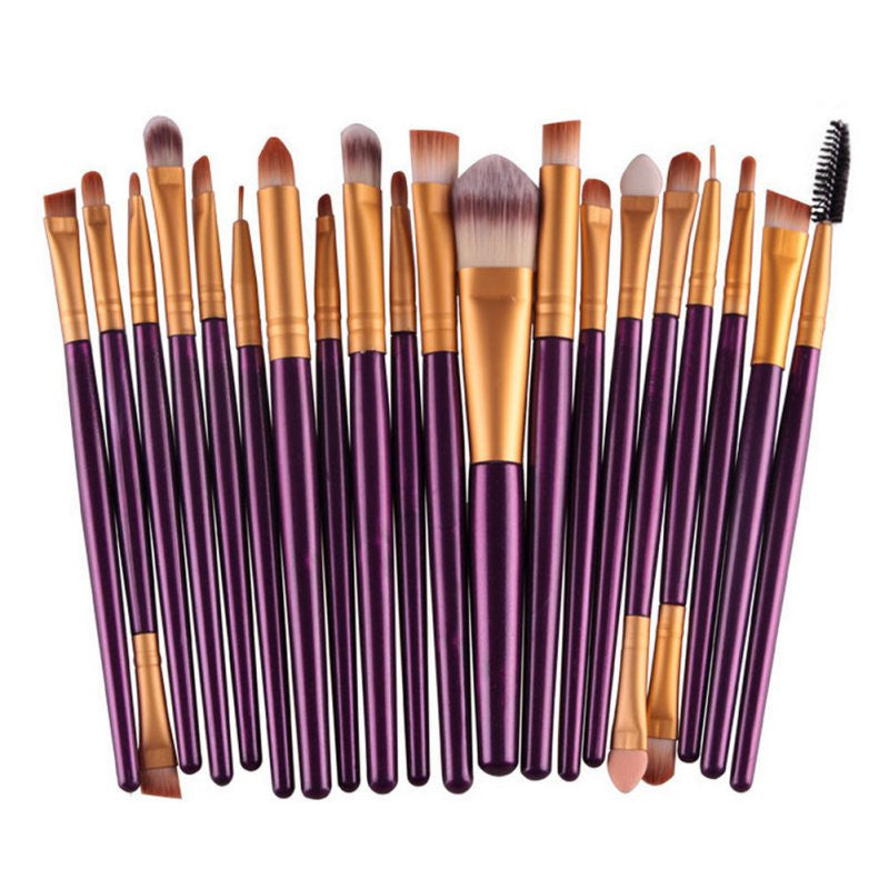 Online discount shop Australia - 20 Pcs Makeup Set Powder Foundation Eye shadow Eyeliner Lip Cosmetic Brushes Kit 15 colors Makeup Brush