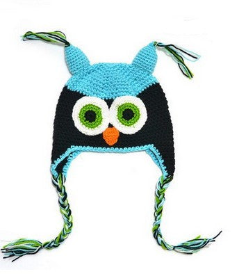 Cute National Style Cartoon Multicolor Infant Toddler Handmade Knitted Crochet Baby owl hat with ear flap Animal Cap A297